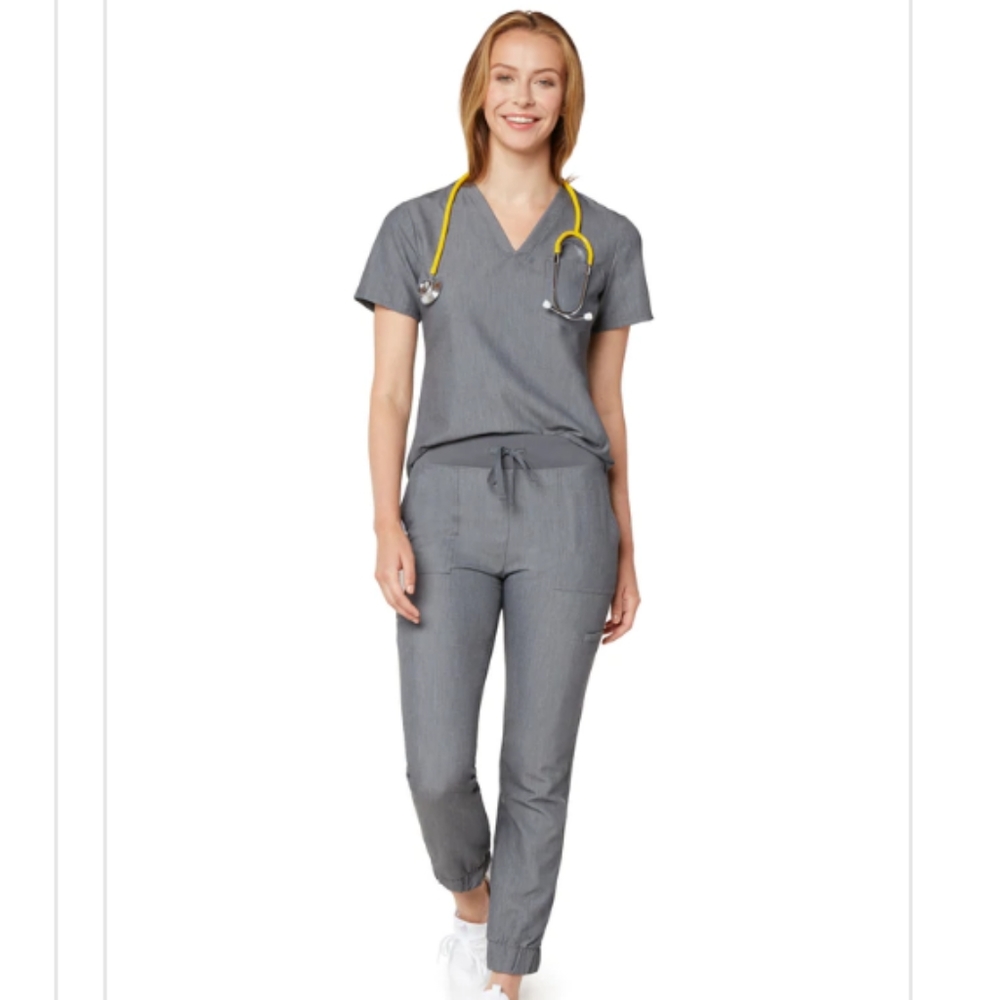 Gray Jogger Style Fig Scrubs